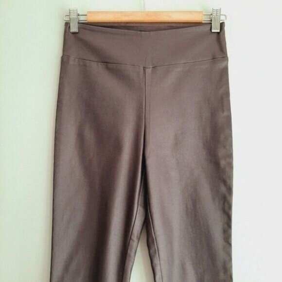 DECJUBA Stevie Wetlook Crop Pant Coated Pull-on Leging Burgundy Brown Sz 6 - Picture 5 of 13